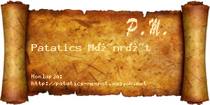 Patatics Ménrót névjegykártya